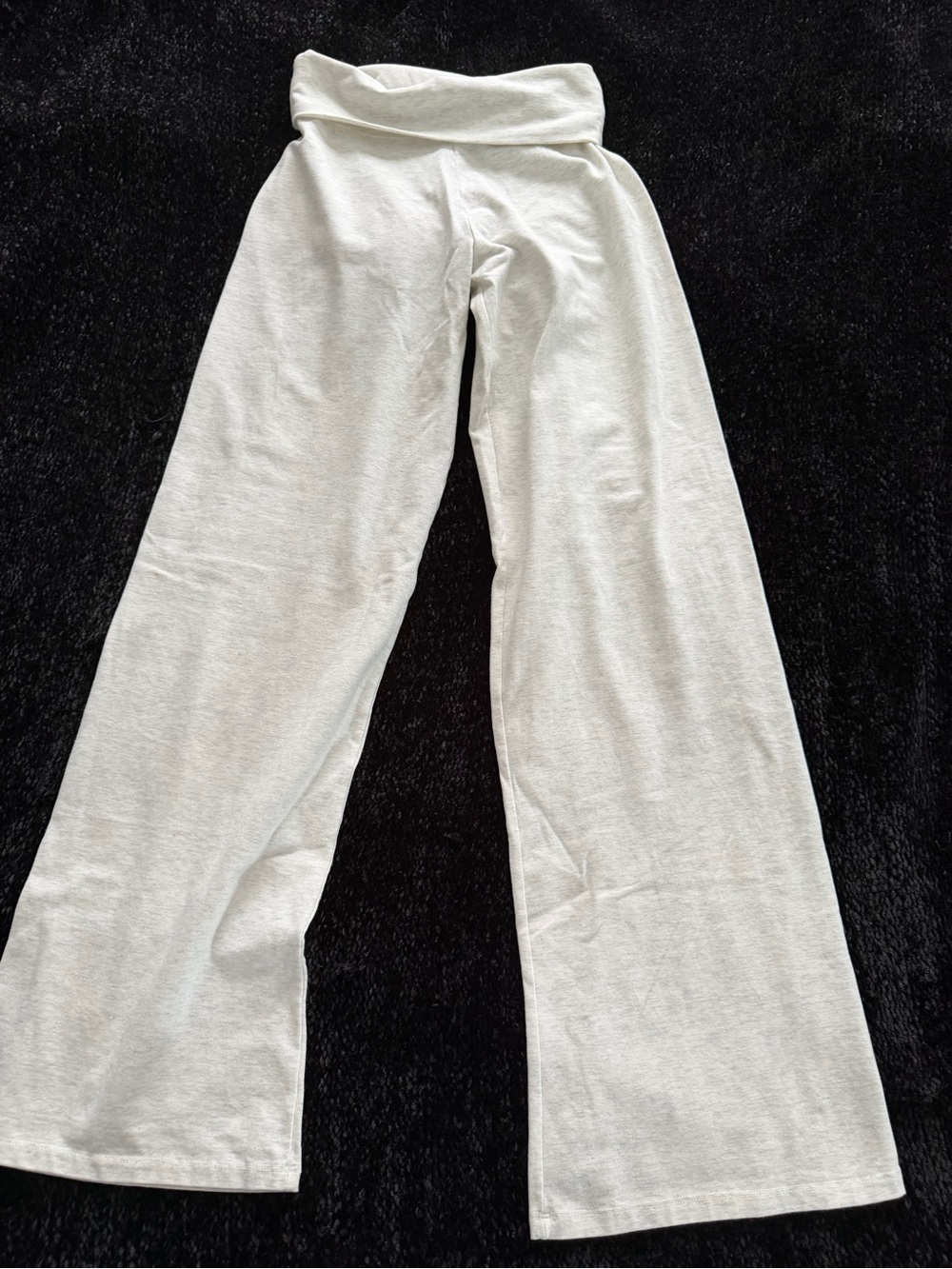 Brandy Melville Wide-Leg Fold-Over Waist Pants in Light Gray